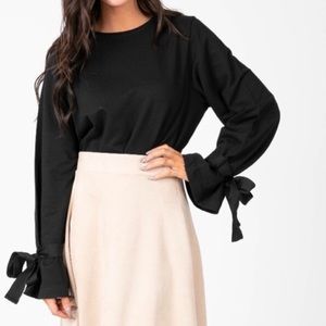 Black Bow Sleeve Sweatshirt